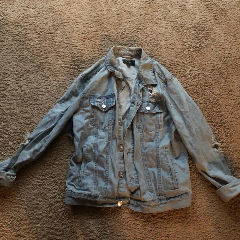 Distressed denim jacket